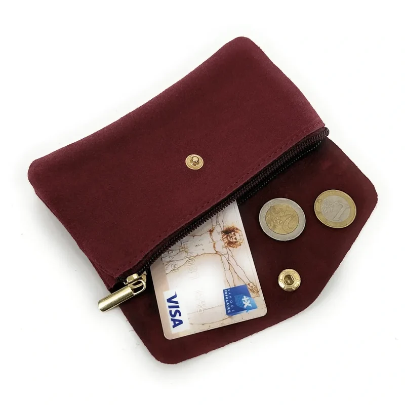 Pochette porte-monnaie en daim COMPO SUEDE Rouge bordeaux