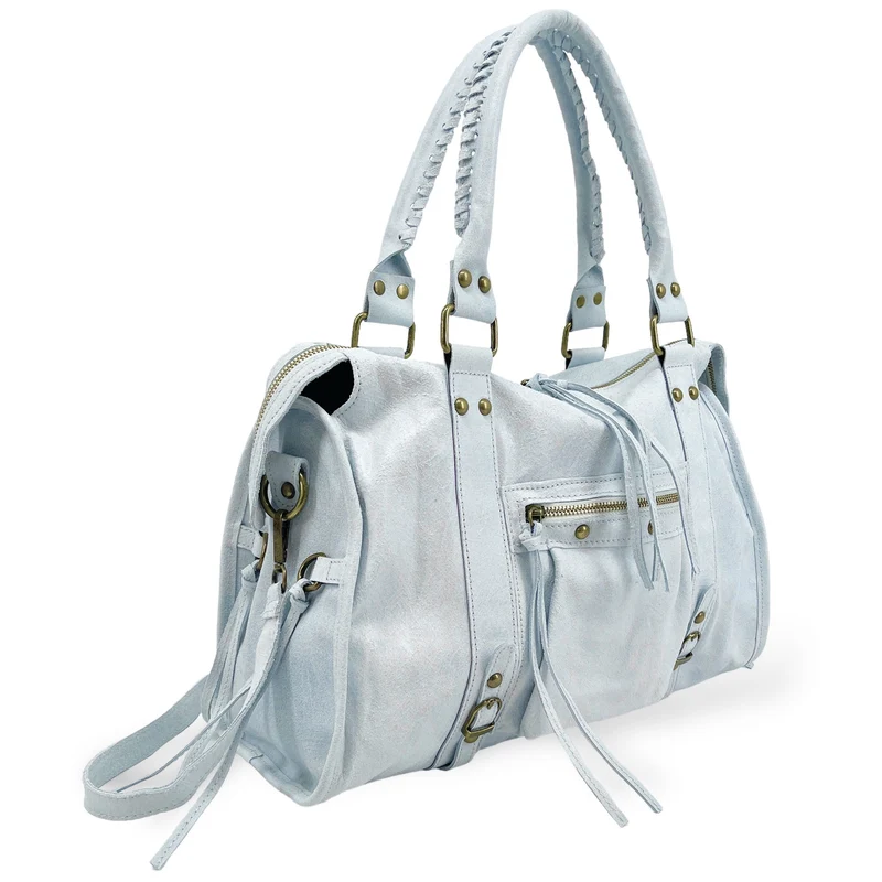 Sac à main en cuir brossé SANDSTORM Blanc nuage