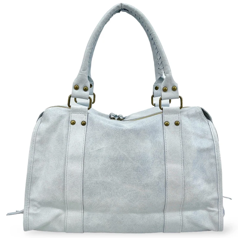 Sac à main en cuir brossé SANDSTORM Blanc nuage