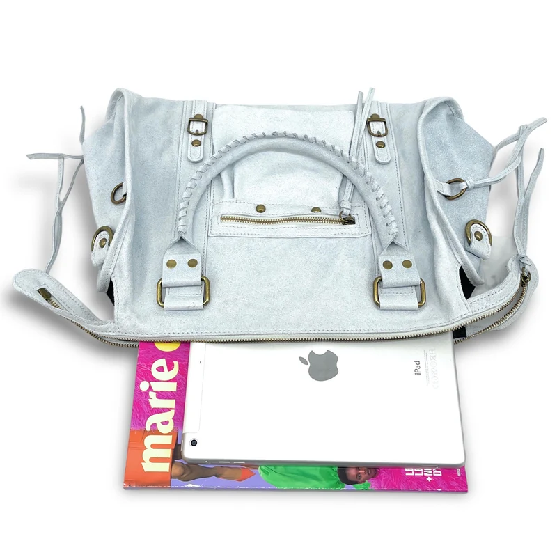 Sac à main en cuir brossé SANDSTORM Blanc nuage