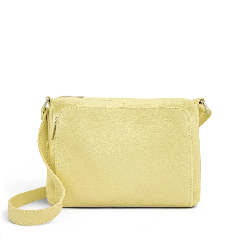 Sac trotteur à bandoulière en cuir grainé MANHATTAN Soft jaune