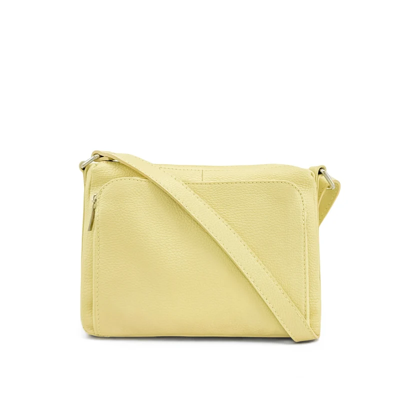 Sac trotteur à bandoulière en cuir grainé MANHATTAN Soft jaune