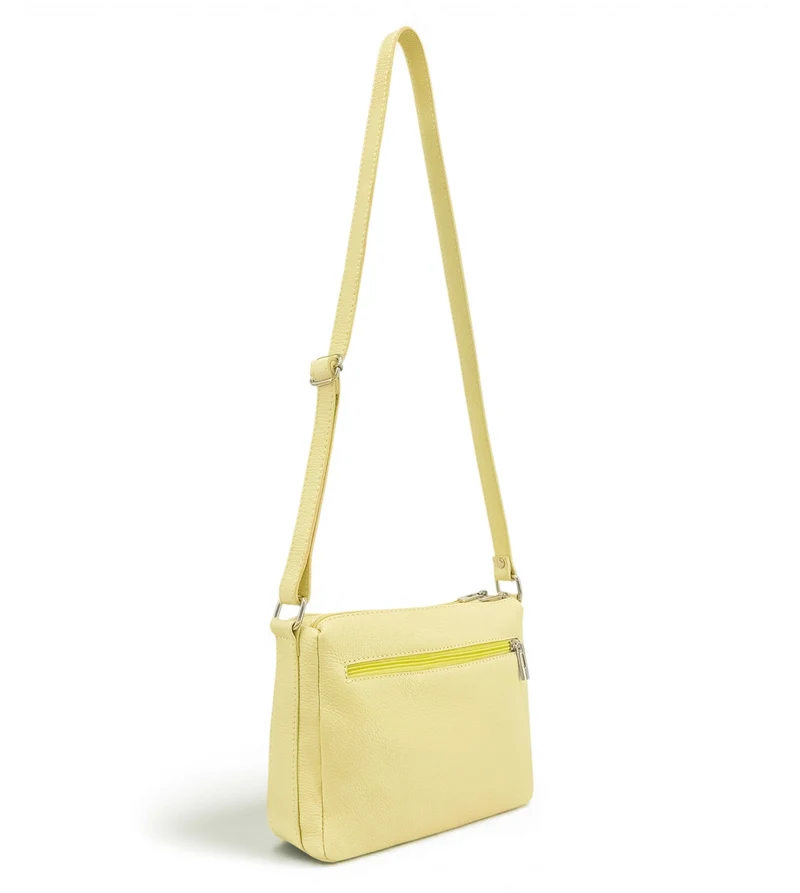 Sac trotteur à bandoulière en cuir grainé MANHATTAN Soft jaune