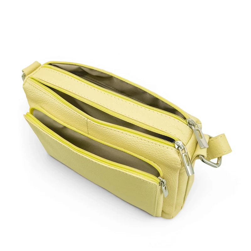 Sac trotteur à bandoulière en cuir grainé MANHATTAN Soft jaune