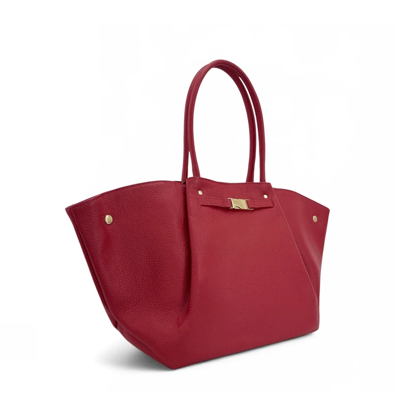 Sac cabas en cuir grainé CAMPUS Rouge intense