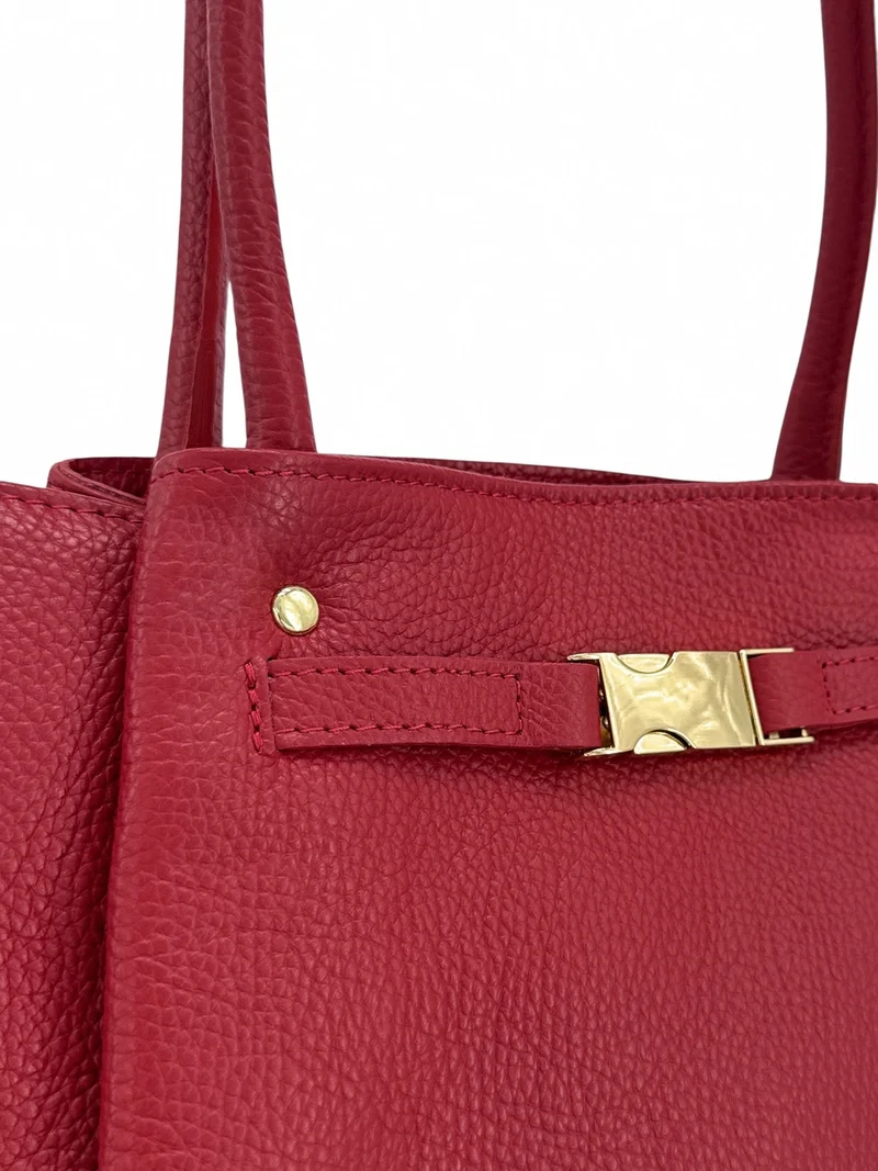 Sac cabas en cuir grainé CAMPUS Rouge intense