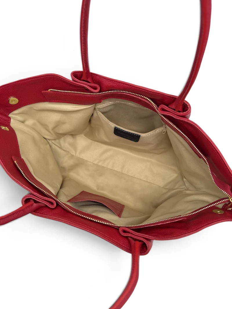 Sac cabas en cuir grainé CAMPUS Rouge intense