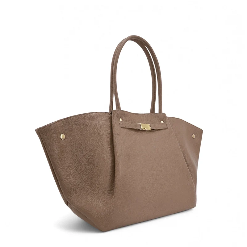 Sac cabas en cuir grainé CAMPUS Taupe foncé
