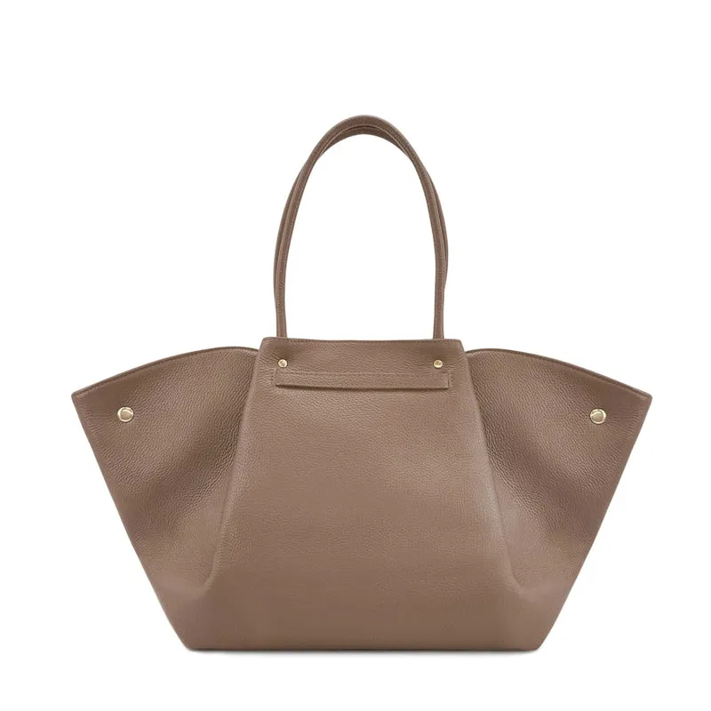 Sac cabas en cuir grainé CAMPUS Taupe foncé
