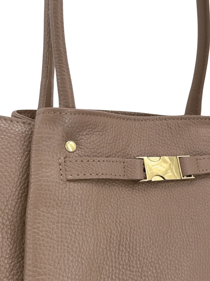 Sac cabas en cuir grainé CAMPUS Taupe foncé