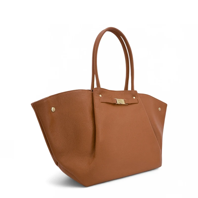 Sac cabas en cuir grainé CAMPUS Marron camel
