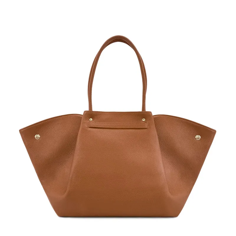 Sac cabas en cuir grainé CAMPUS Marron camel
