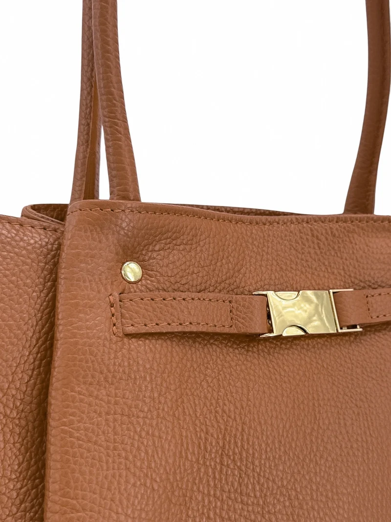 Sac cabas en cuir grainé CAMPUS Marron camel