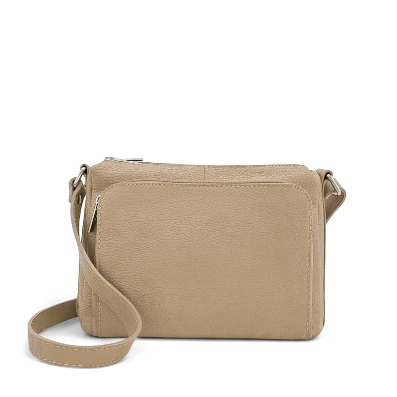 Sac trotteur à bandoulière en cuir grainé MANHATTAN Taupe