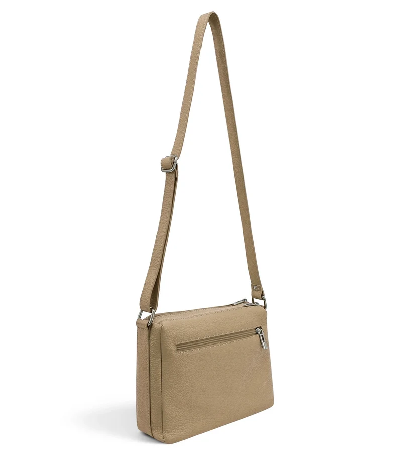 Sac trotteur à bandoulière en cuir grainé MANHATTAN Taupe