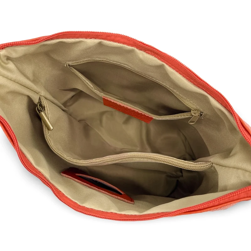 Sac seau à bandoulière en cuir grainé BEAUBOURG Orange mandarine