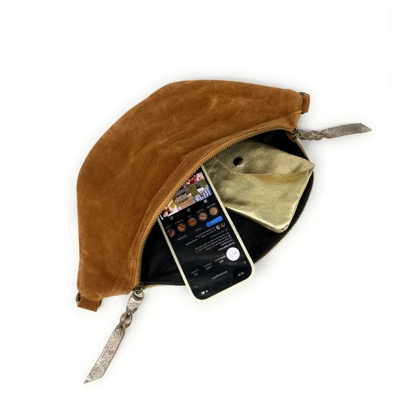 Sac banane en daim LILOU SUEDE Camel