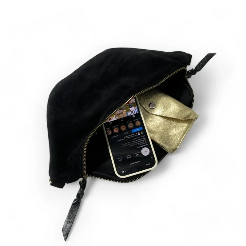 Sac banane en daim LILOU SUEDE Noir