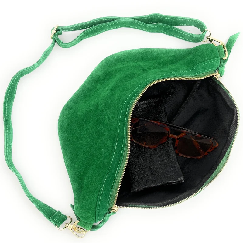 Sac banane en daim LILOU SUEDE Vert anglais