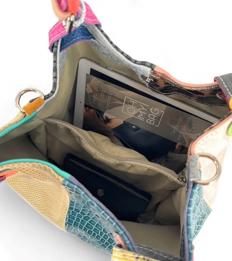 Sac à main trapèze en cuir à motifs UNIQ AKIRA 02 Multicolore