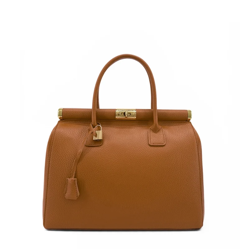 Sac bowling en cuir grainé TROCADERO Marron cognac