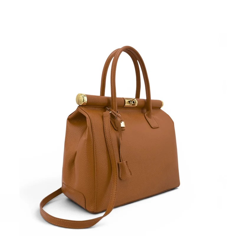 Sac bowling en cuir grainé TROCADERO Marron cognac