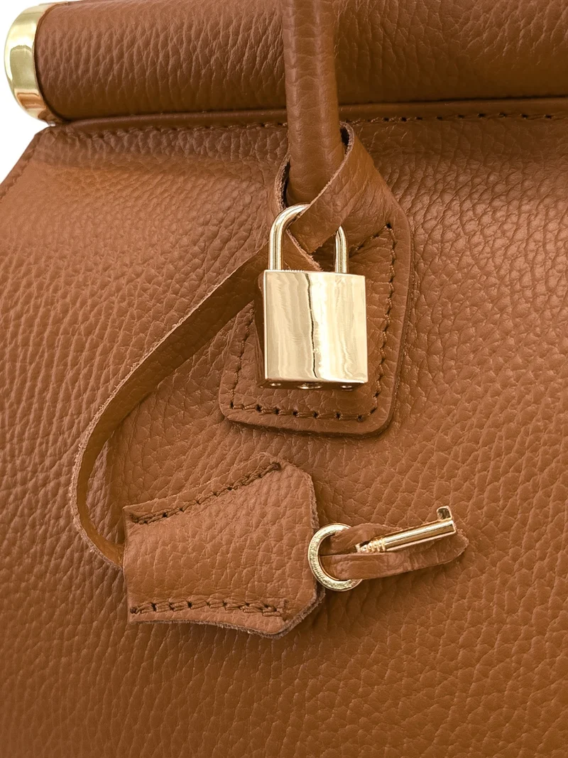 Sac bowling en cuir grainé TROCADERO Marron cognac