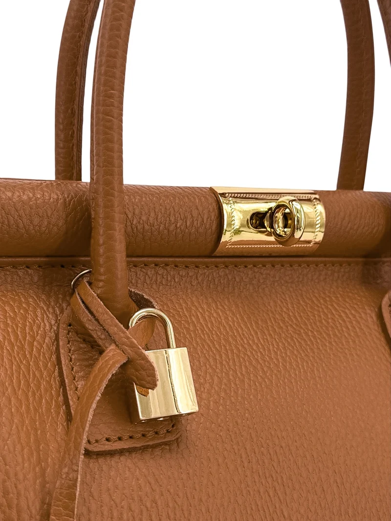 Sac bowling en cuir grainé TROCADERO Marron cognac