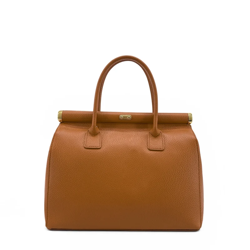 Sac bowling en cuir grainé TROCADERO Marron cognac