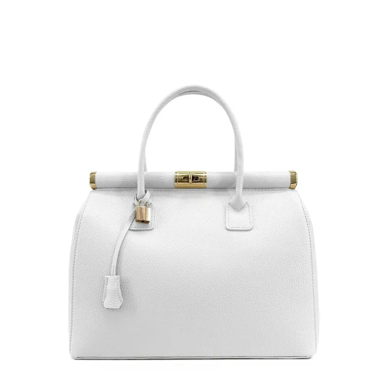 Sac bowling en cuir grainé TROCADERO Blanc