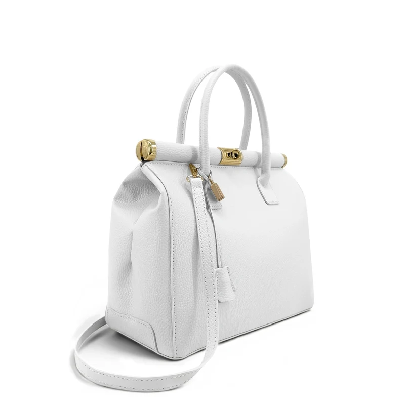 Sac bowling en cuir grainé TROCADERO Blanc