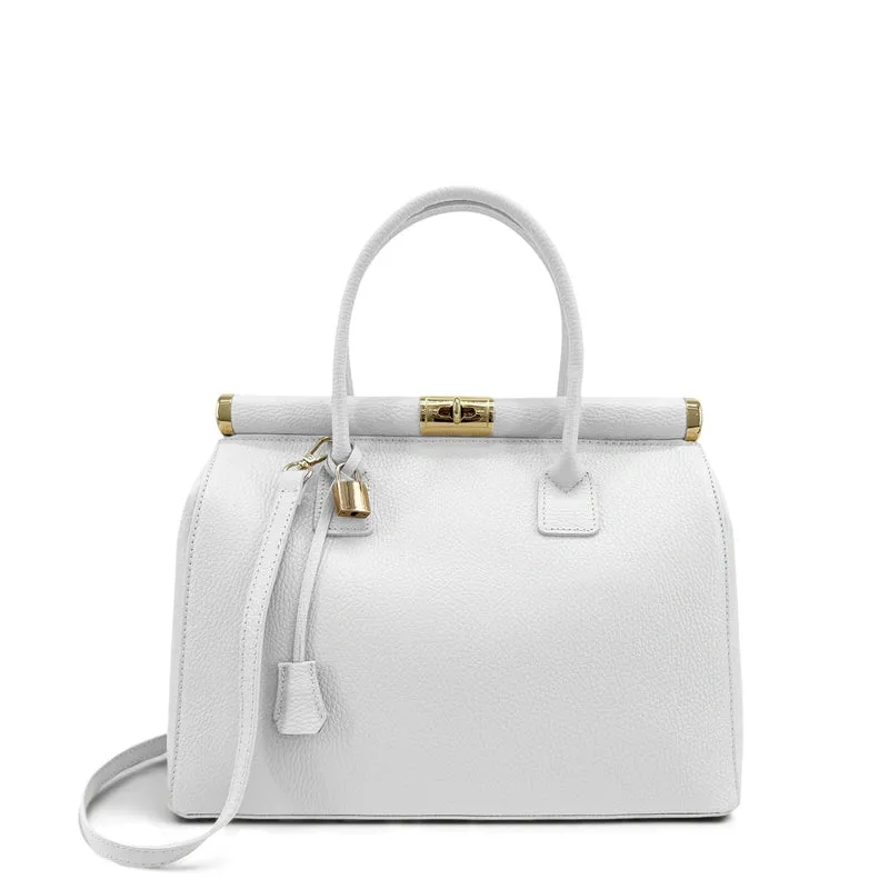 Sac bowling en cuir grainé TROCADERO Blanc