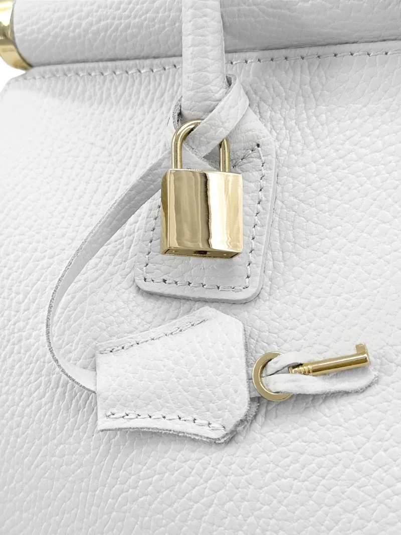 Sac bowling en cuir grainé TROCADERO Blanc
