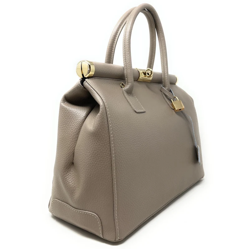 Sac bowling en cuir grainé TROCADERO Taupe