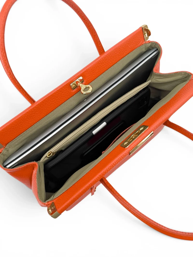 Sac bowling en cuir grainé TROCADERO Orange