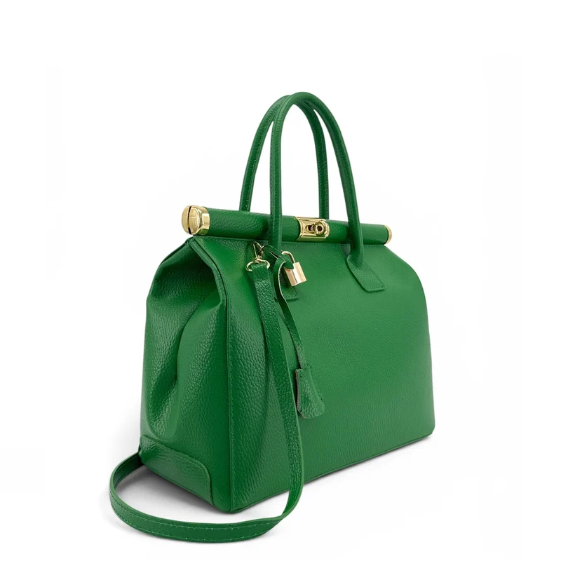 Sac bowling en cuir grainé TROCADERO Vert anglais