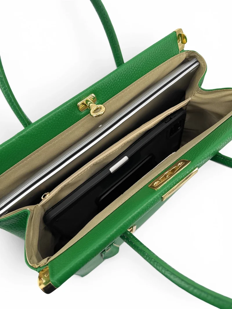 Sac bowling en cuir grainé TROCADERO Vert anglais