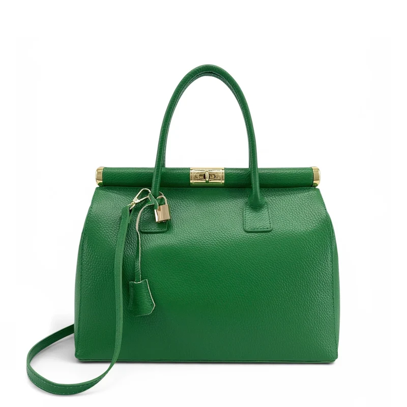 Sac bowling en cuir grainé TROCADERO Vert anglais