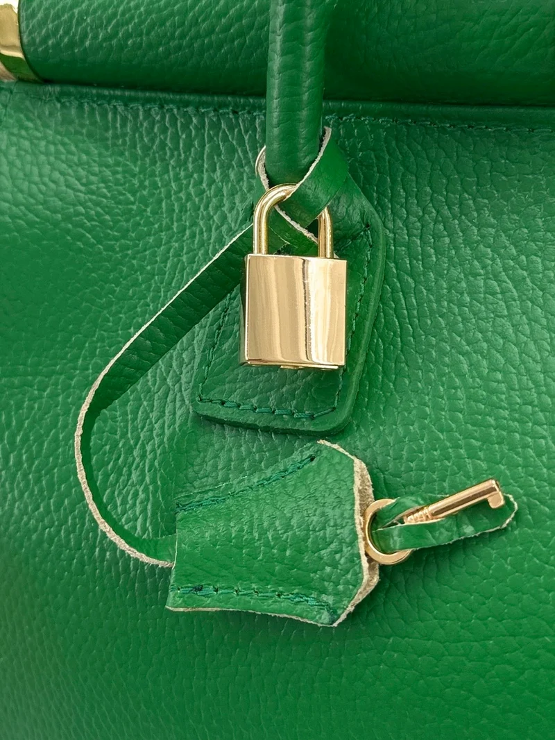 Sac bowling en cuir grainé TROCADERO Vert anglais