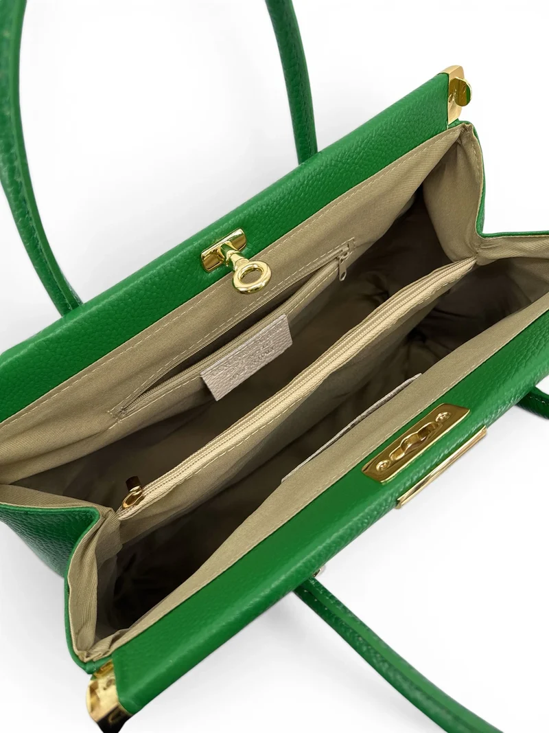 Sac bowling en cuir grainé TROCADERO Vert anglais