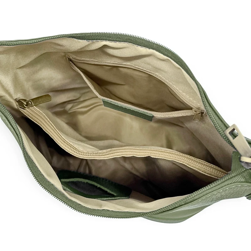 Sac seau à bandoulière en cuir grainé BEAUBOURG Vert amande