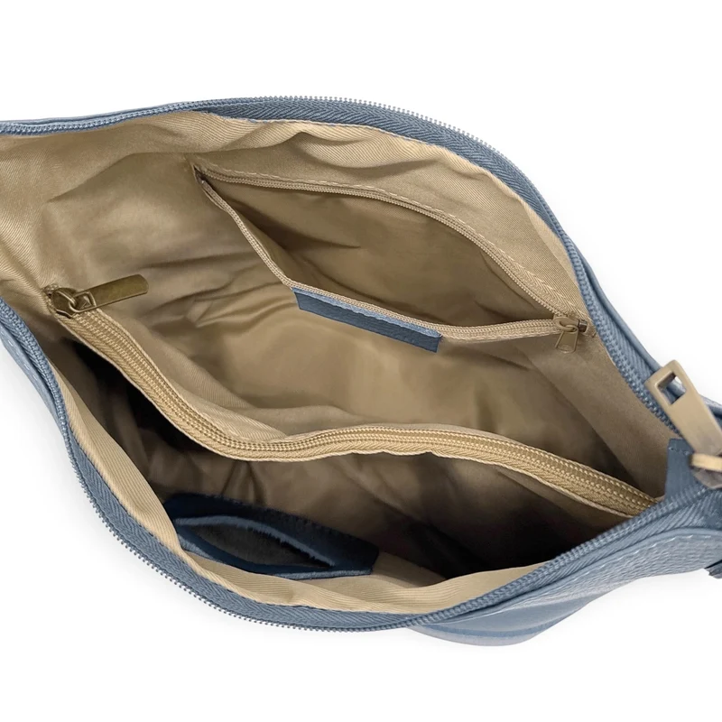 Sac seau à bandoulière en cuir grainé BEAUBOURG Bleu glacier