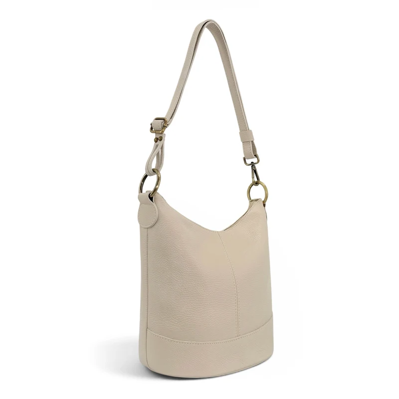 Sac seau à bandoulière en cuir grainé BEAUBOURG Beige crème