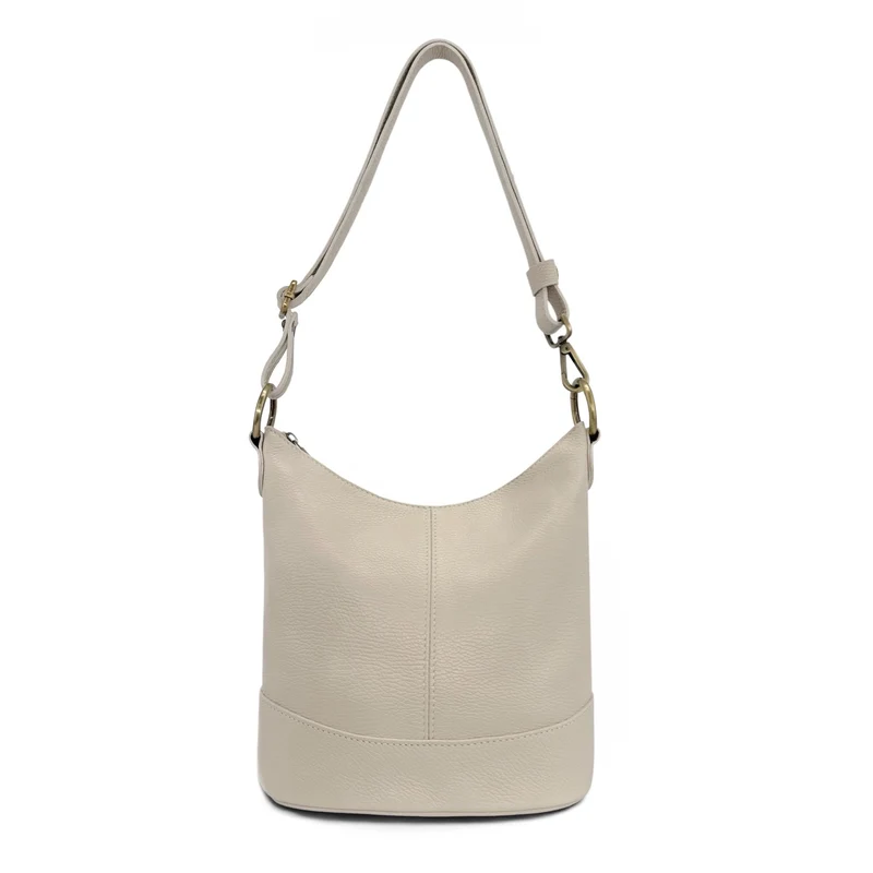 Sac seau à bandoulière en cuir grainé BEAUBOURG Beige crème