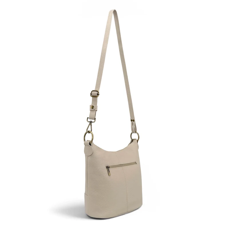 Sac seau à bandoulière en cuir grainé BEAUBOURG Beige crème