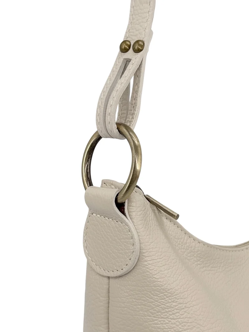 Sac seau à bandoulière en cuir grainé BEAUBOURG Beige crème