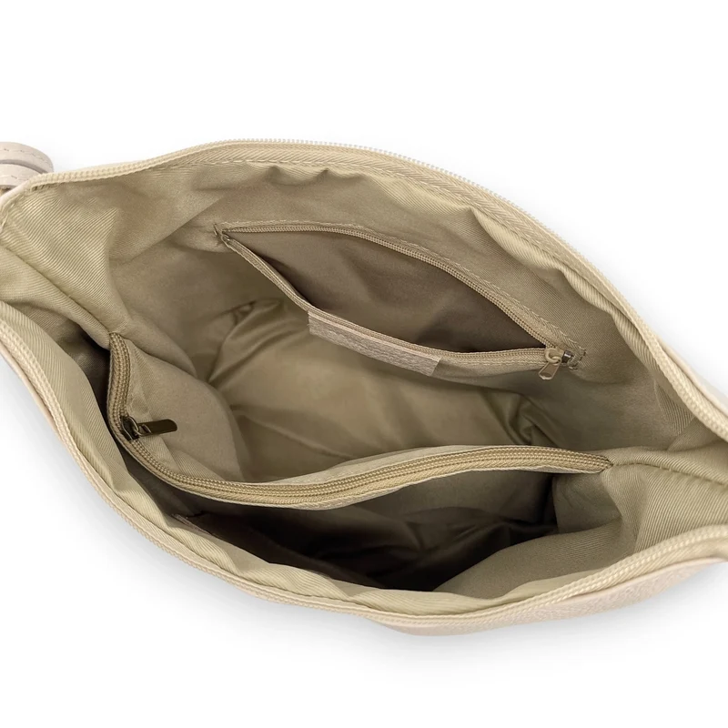 Sac seau à bandoulière en cuir grainé BEAUBOURG Beige crème