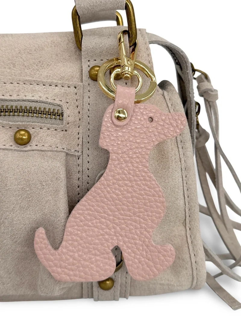 Porte-clés en cuir grainé HOT DOG Rose nude