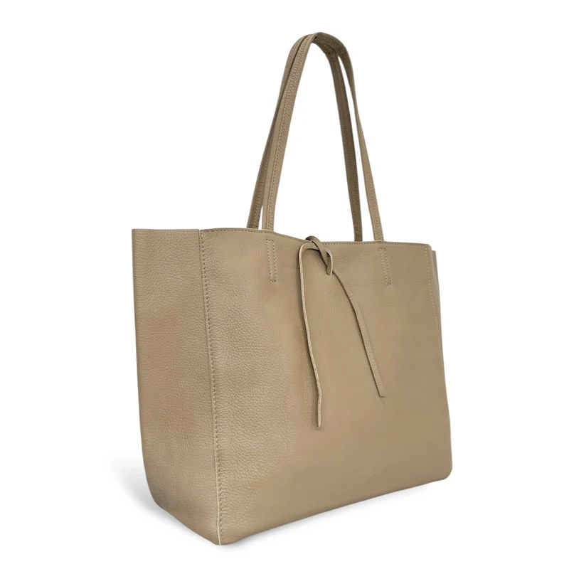 Sac cabas en cuir grainé HOBART Taupe