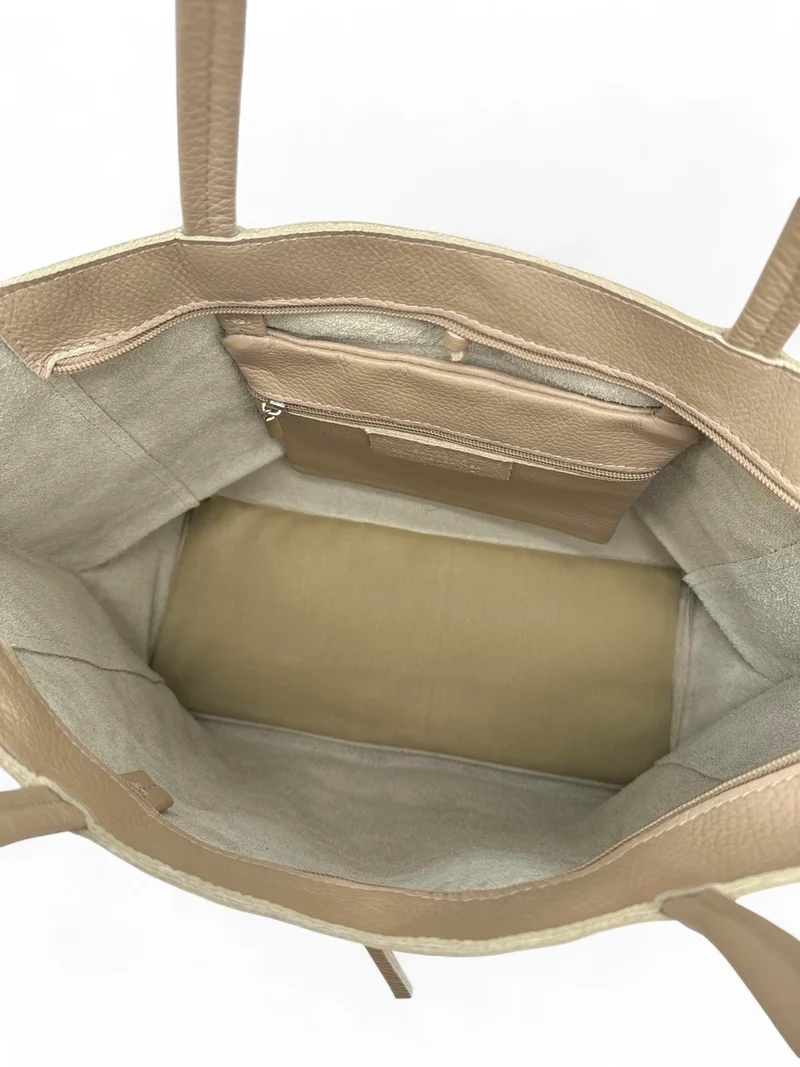 Sac cabas en cuir grainé HOBART Taupe